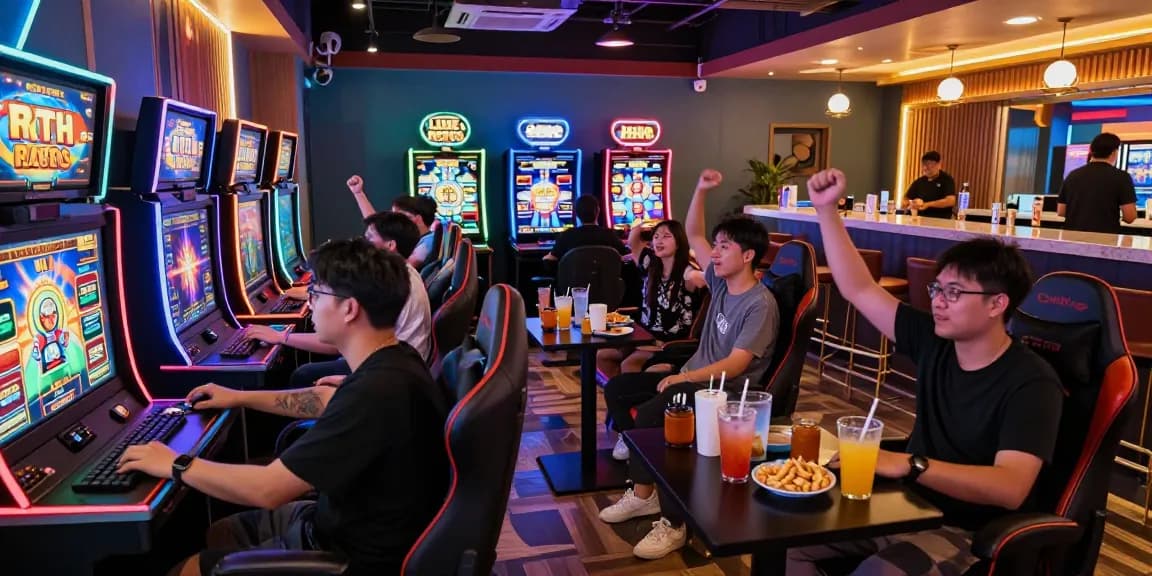 Players enjoying gaming experience at MPOCASH with vibrant atmosphere and engaging setting.