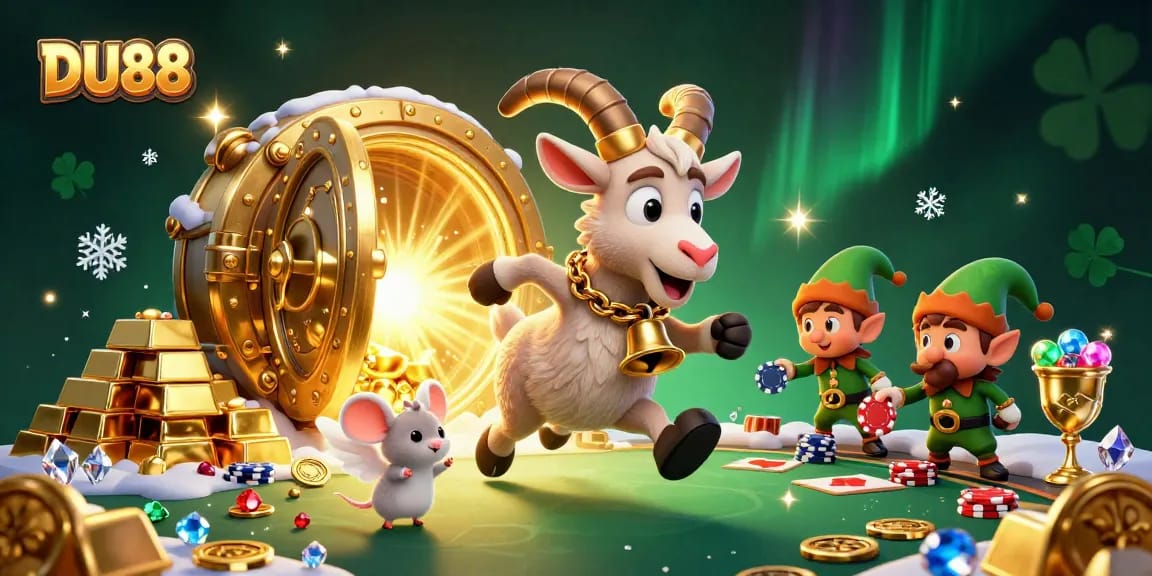 Experience excitement at DU88's holiday-themed casino with elves, a Krampus, and treasures!
