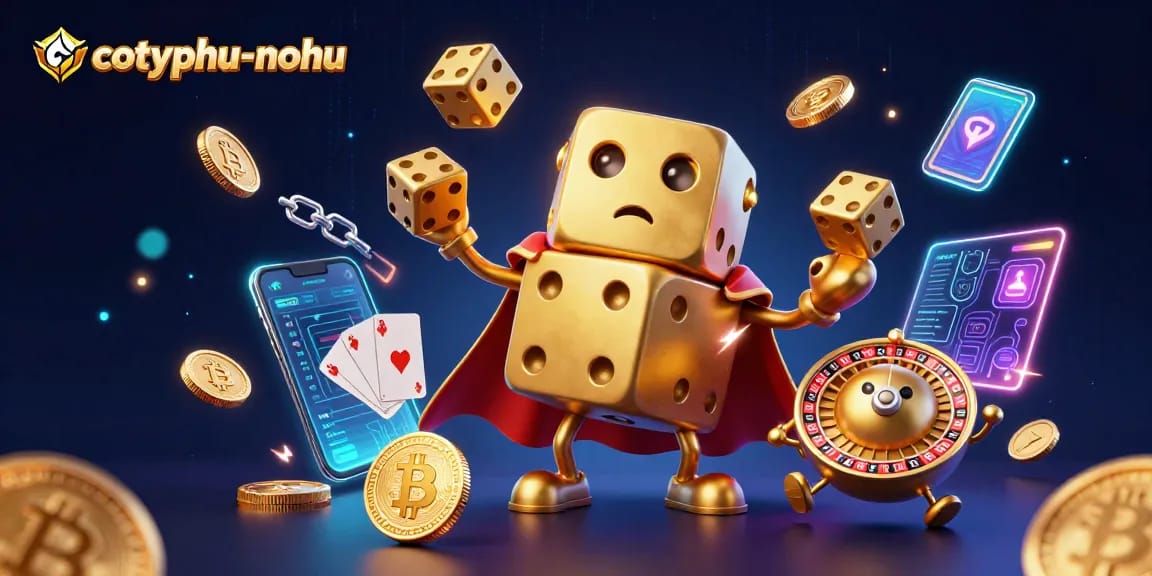 Engage with cotyphu-nohu in this thrilling, visually rich 3D scene showcasing exciting dice and crypto elements.