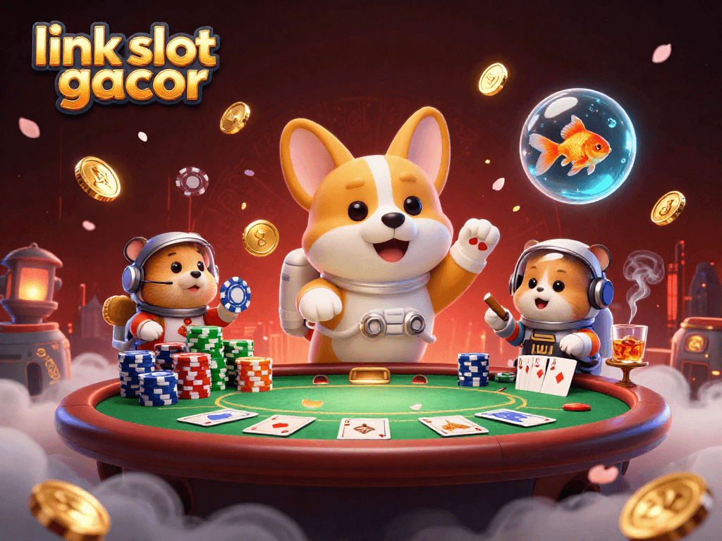 Engage with the captivating "link slot gacor" scene featuring vibrant casino elements and characters in action.