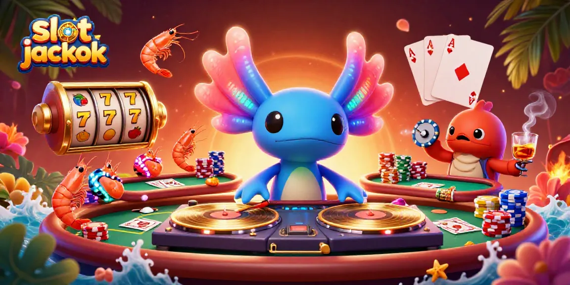 Menghadirkan jackpot slot dalam ilustrasi 3D yang menarik dengan karakter unik dan elemen kasino fesyen.