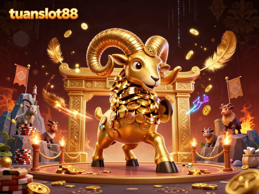 Permainan menarik di tuanslot88 dengan simbol slot dan karakter bertema kasino