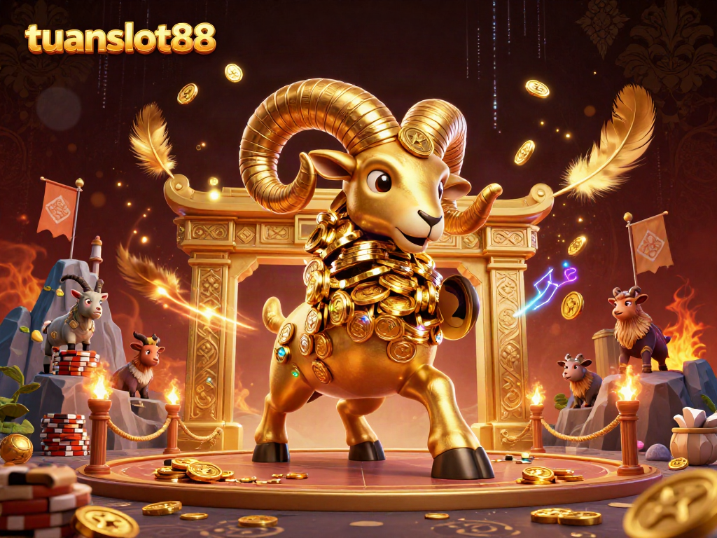Permainan menarik di tuanslot88 dengan simbol slot dan karakter bertema kasino