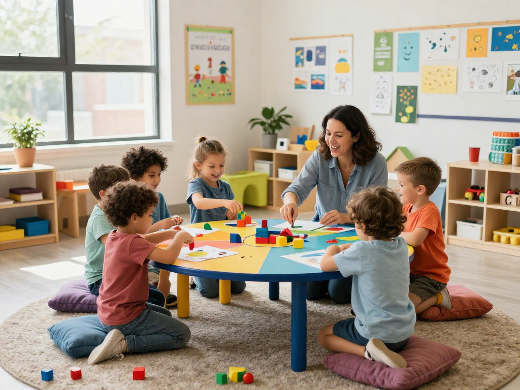 Engaging classroom at an international kindergarten Singapore with children exploring and learning in a vibrant environment.