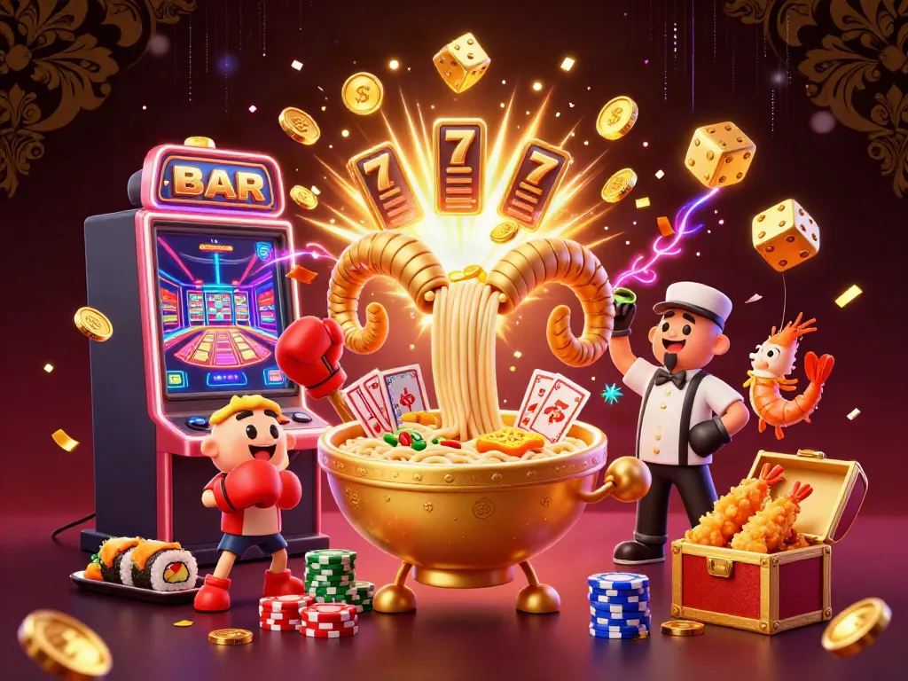 Engage with slot gacor malam ini in this vibrant 3D illustration showcasing dynamic casino elements and characters.