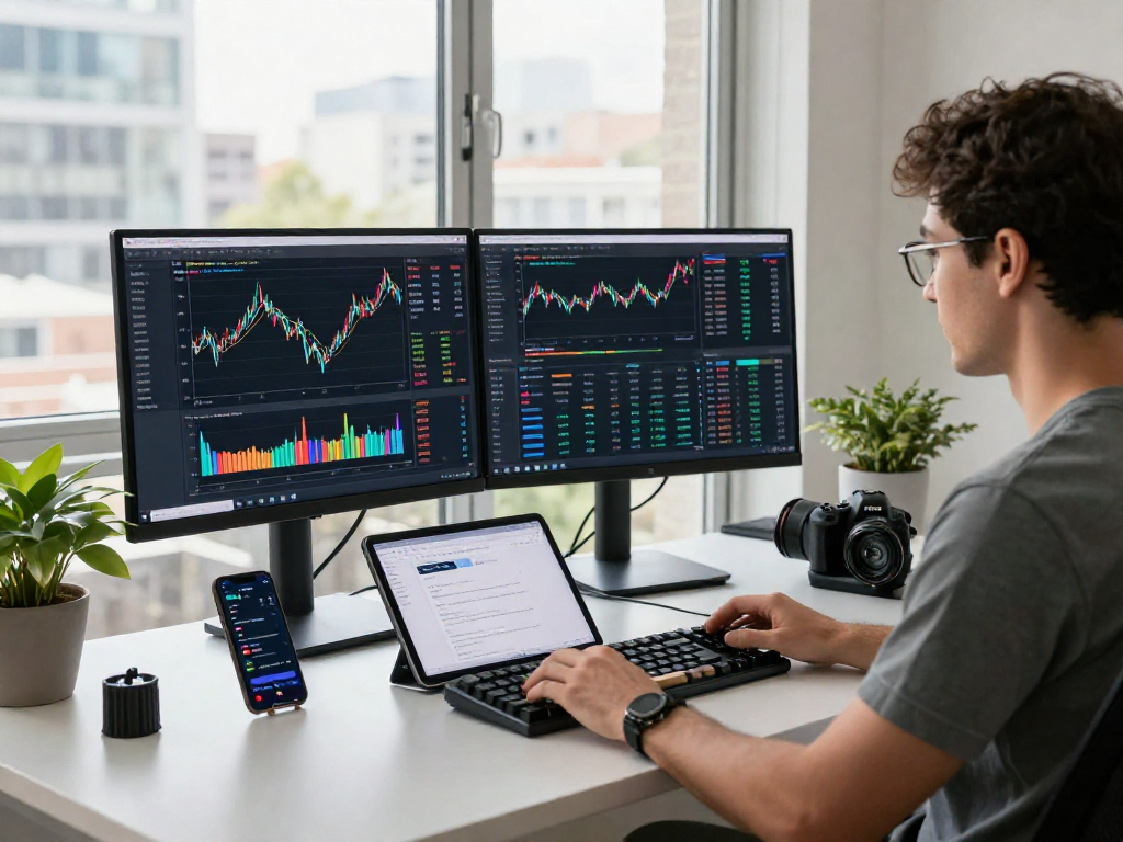 Developing real-time finance solutions using HK stock historical Kline API in a modern tech workspace.
