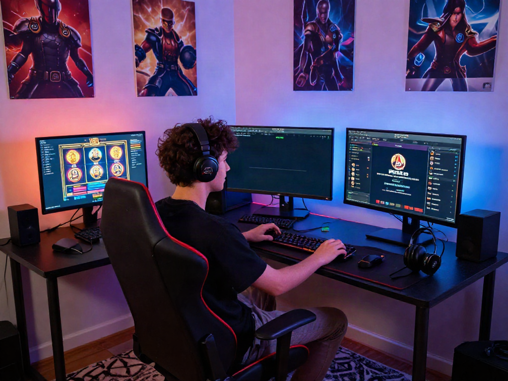 Gamer enjoying an immersive psgslot experience in a modern setup.