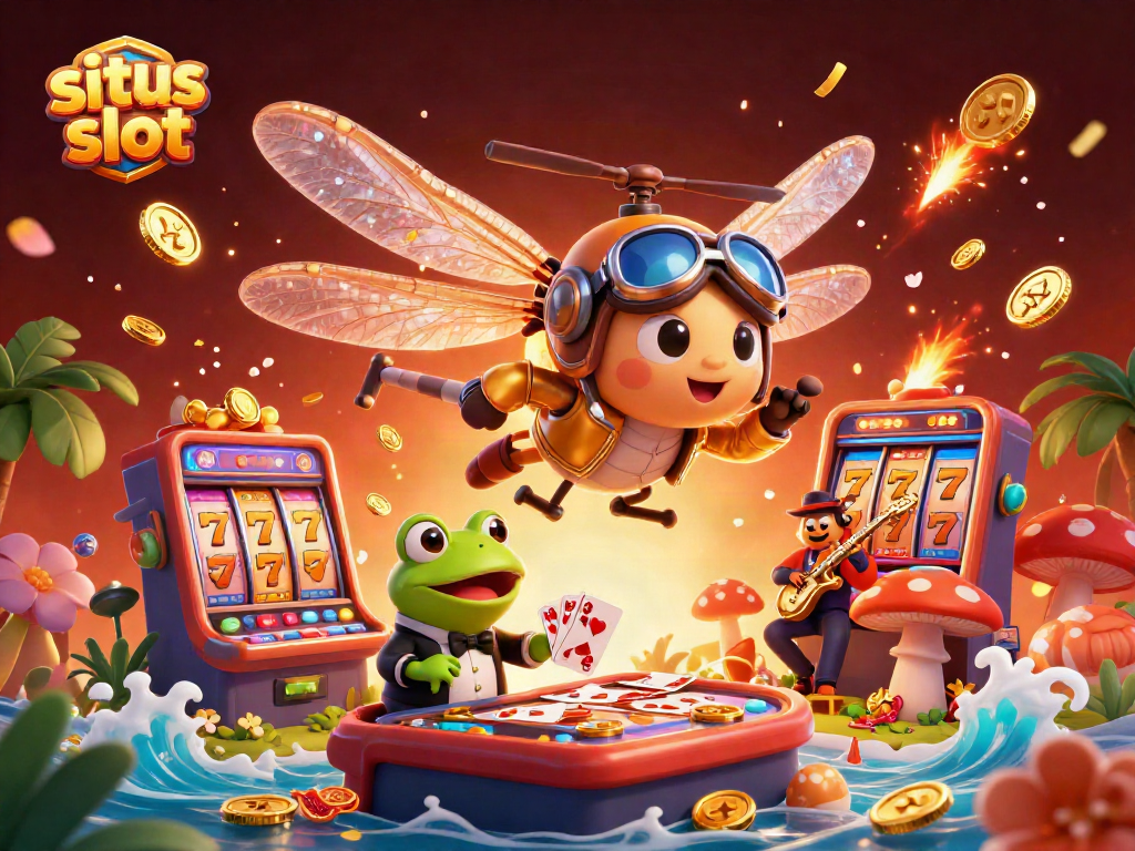 Experience the thrilling situs slot world with vibrant gaming elements and colorful characters at play.