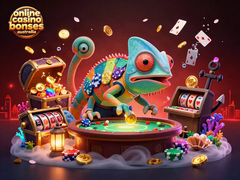 Experience the excitement of online casino bonuses australia with a vibrant chameleon casino owner and thrilling game elements.