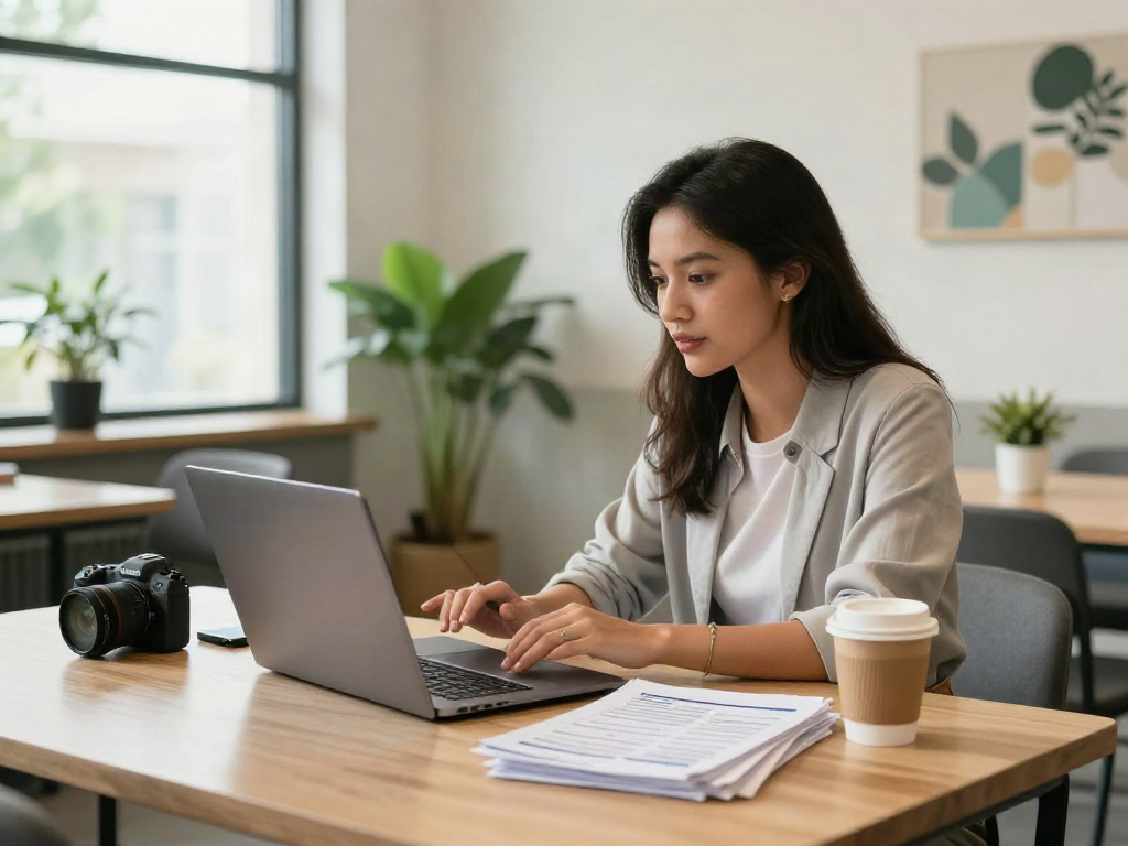 Engaging scene of หางาน in a co-working space during a job interview.