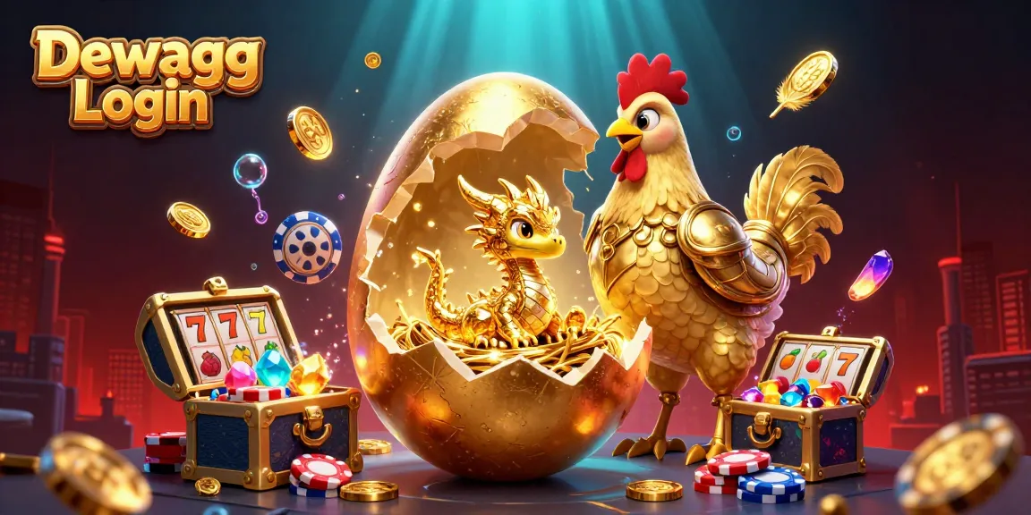 Engage with Dewagg Login through a vibrant casino scene featuring golden treasures and dynamic game elements.