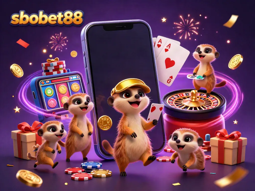 Experience the excitement of sbobet88 with meerkats managing a vibrant casino operation.