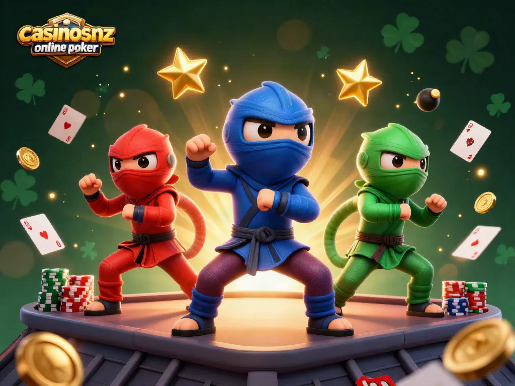 Engage in thrilling competitions with casinosnz online poker as ninja chameleons showcase their skills amidst poker elements.