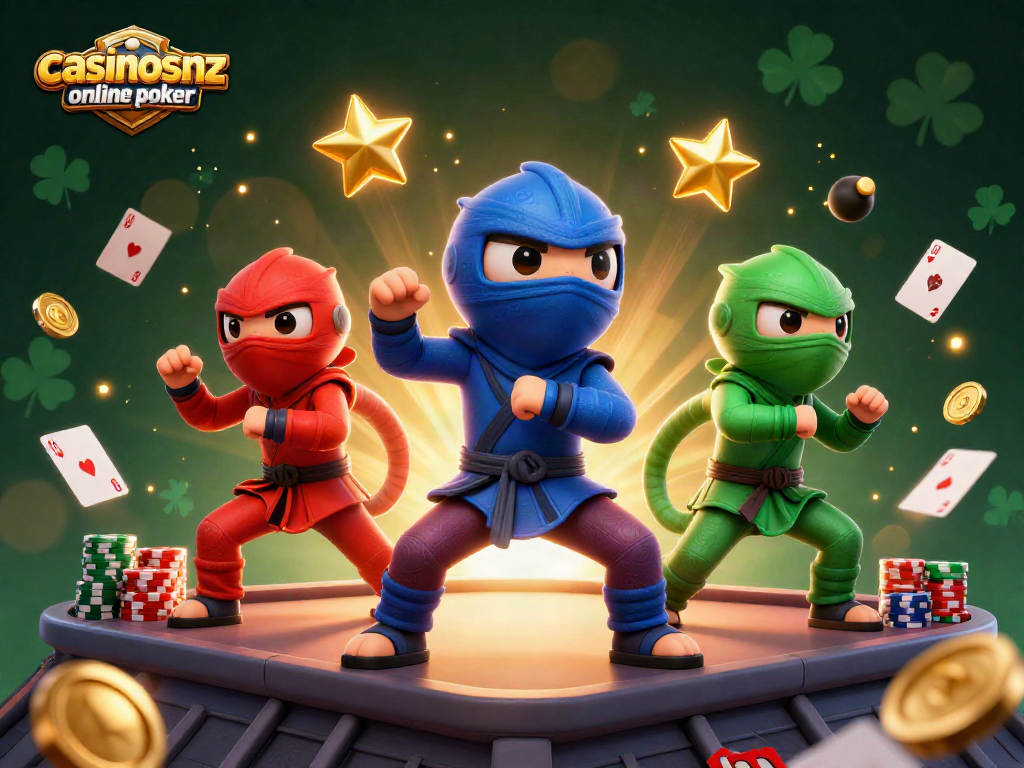 Engage in thrilling competitions with casinosnz online poker as ninja chameleons showcase their skills amidst poker elements.