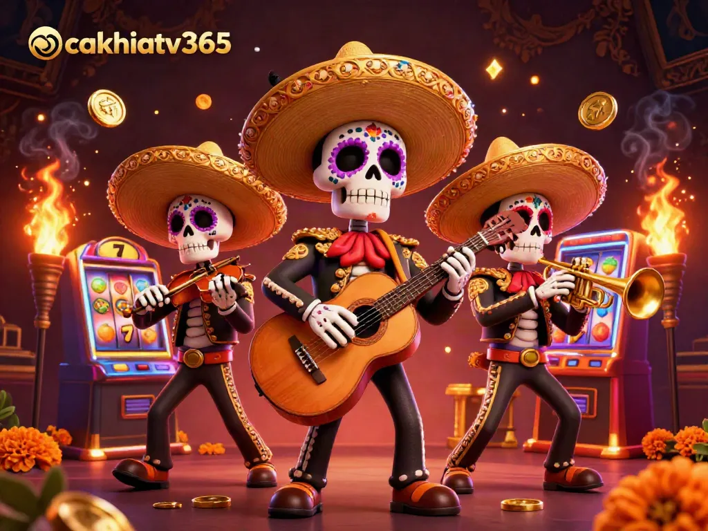 Experience the thrill of winning with cakhiatv365 in this vibrant casino scene featuring a mariachi band.