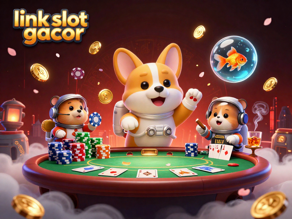 Engage with the captivating "link slot gacor" scene featuring vibrant casino elements and characters in action.
