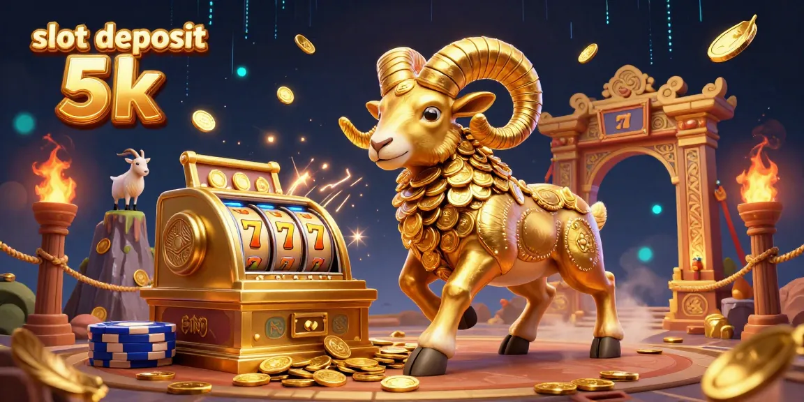 Experience thrilling action with slot deposit 5k featuring a golden ram charging at dynamic gambling elements.