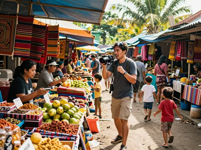 Kunjungan pasar lokal dengan ratutogel, penjelajah berinteraksi dengan penjual sambil menikmati kerajinan tangan.