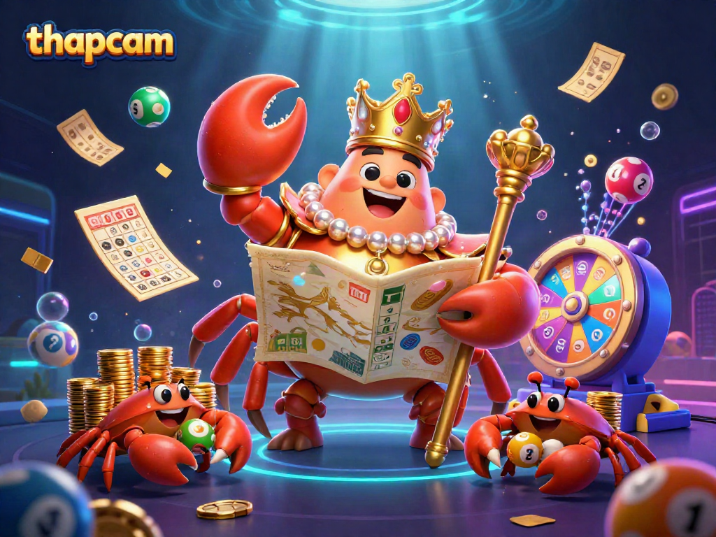 Experience thrilling gameplay with thapcam as the golden crab emperor holds treasures amidst vibrant casino elements.