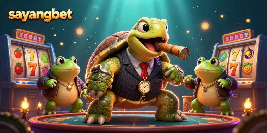 Join the excitement with sayangbet's thrilling slot adventure featuring charismatic characters and vibrant elements.