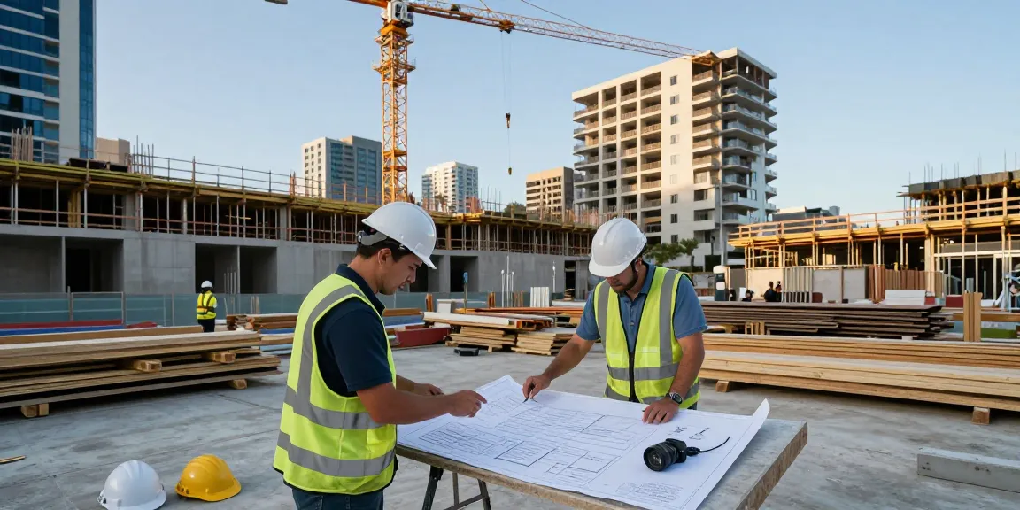 Contractor reviewing plans at a Brisbane construction site, highlighting constructions loans Brisbane.