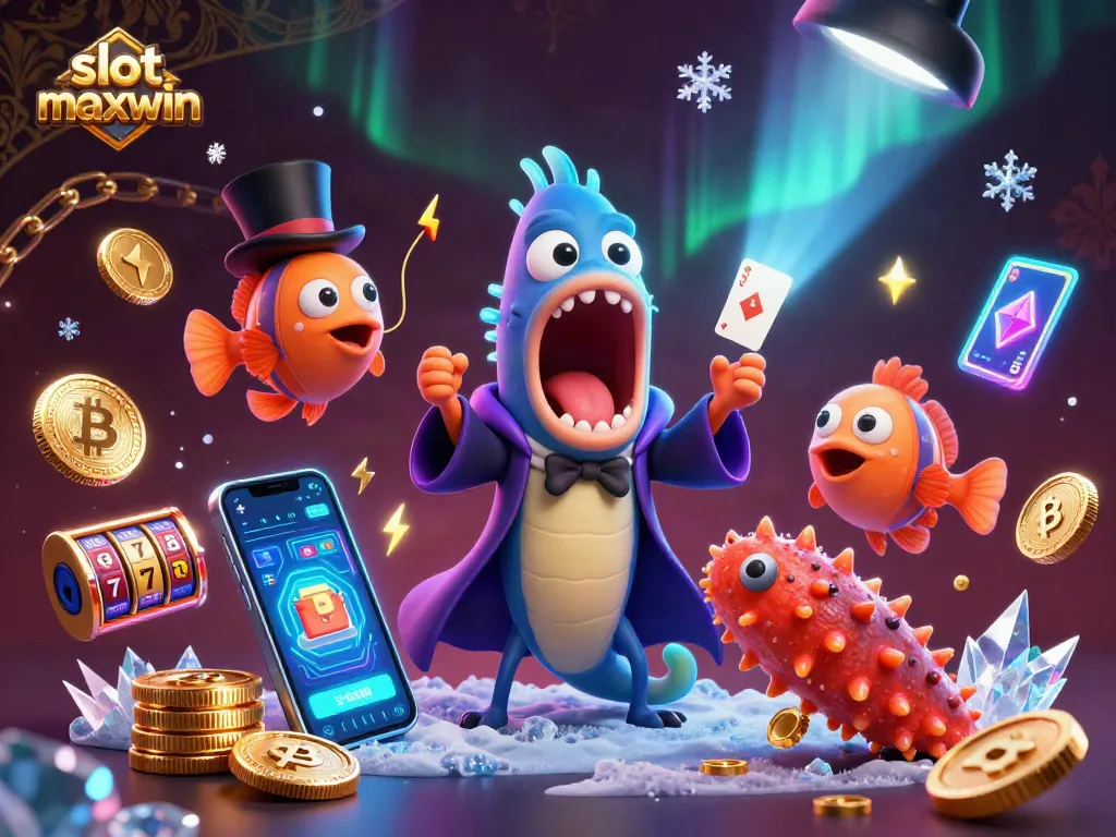 Experience excitement with slot maxwin in this vibrant 3D illustration showcasing thrilling casino elements.
