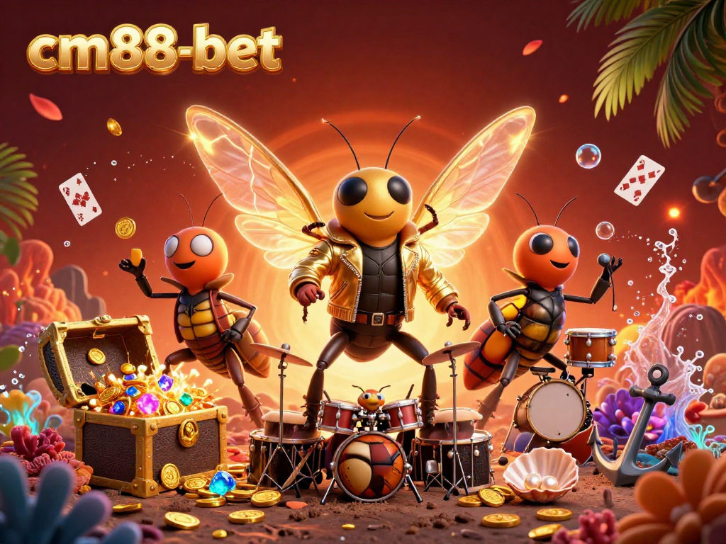 Capture winning moments at cm88-bet with vibrant casino-themed 3D illustration filled with treasures.