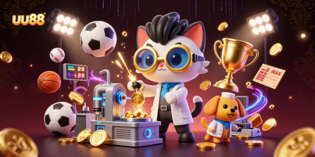 uu88 invites players to experience thrilling action with golden coins, trophies, and dynamic sports elements.