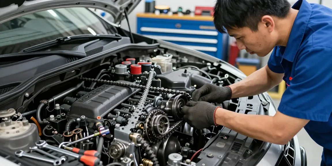 Steuerkette wechseln Hannover in einer professionellen Werkstatt mit Mechaniker bei der Arbeit.