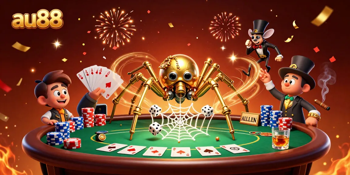 Engage with thrilling games at au88, where a golden spider and fly gentleman offer dynamic casino delights.