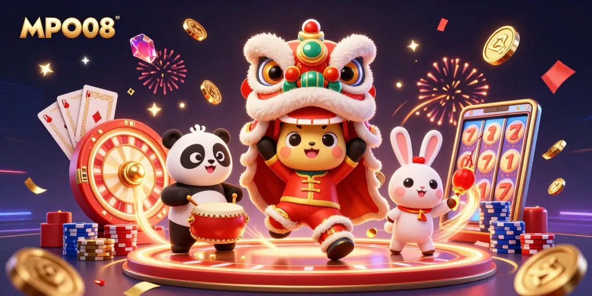 Engage with MPO08 for an exciting online casino experience with vibrant characters and game elements.