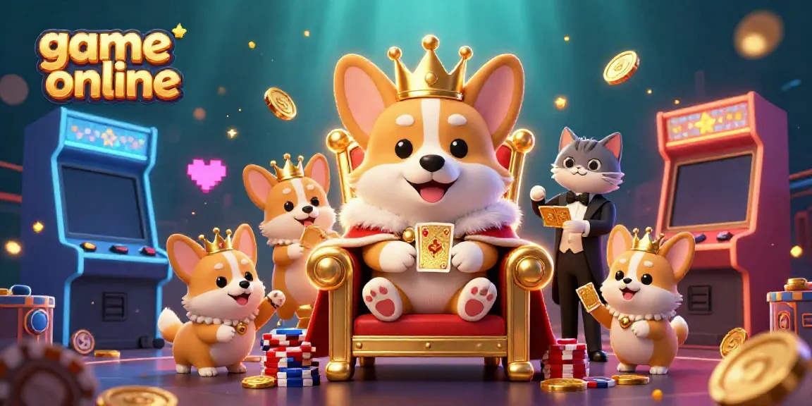 Experience engaging gameplay with game online as a royal corgi oversees vibrant casino activities.