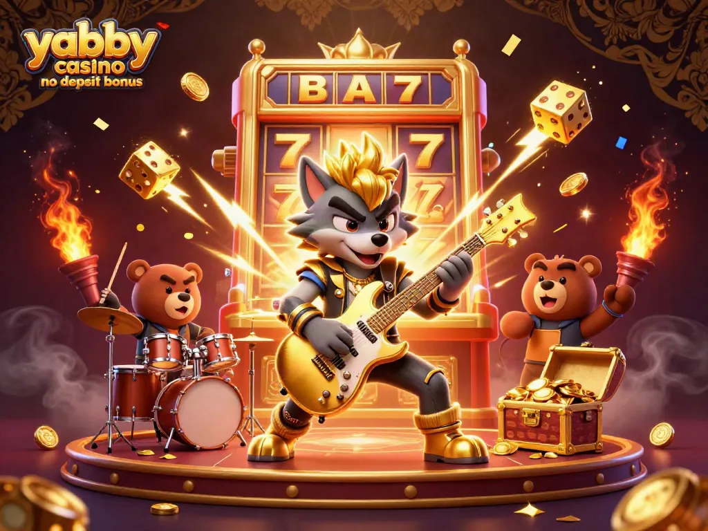 Experience the excitement of the yabby casino no deposit bonus with vibrant casino characters and jackpot symbols.