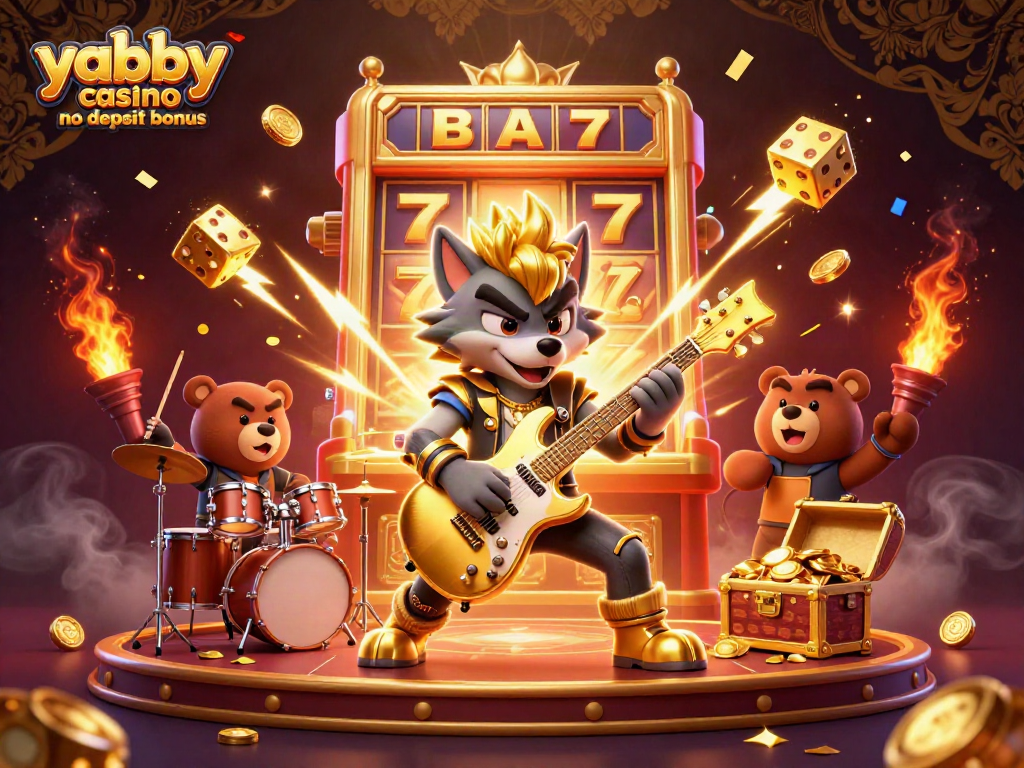 Experience the excitement of the yabby casino no deposit bonus with vibrant casino characters and jackpot symbols.