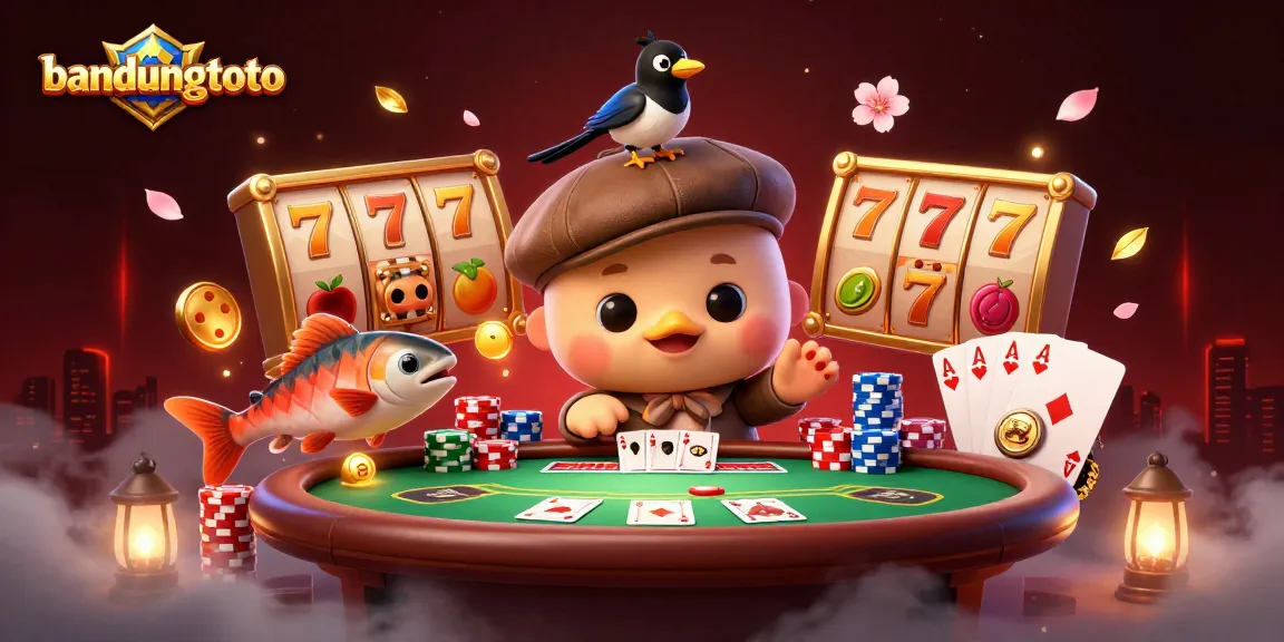 Engage with bandungtoto's vibrant illustration showcasing exciting casino elements and playful characters.