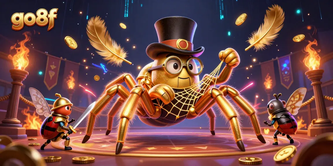 Engage with go8f as the golden tarantula weaves a web of fortune in a casino dreamscape.