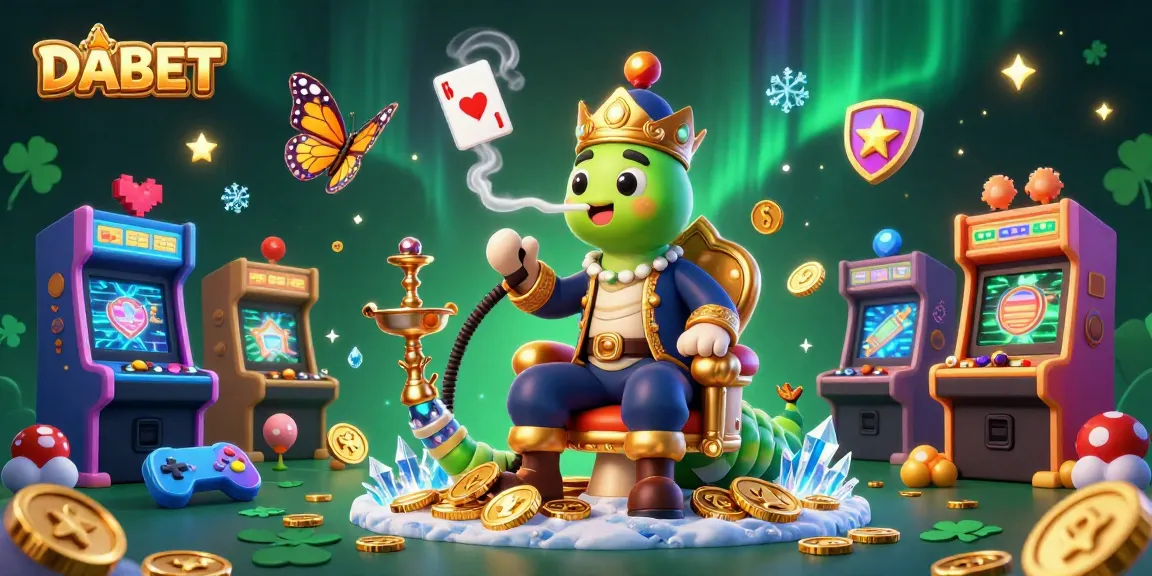 DABET showcases a vibrant 3D casino scene with a hookah-master and game elements for dynamic betting action.