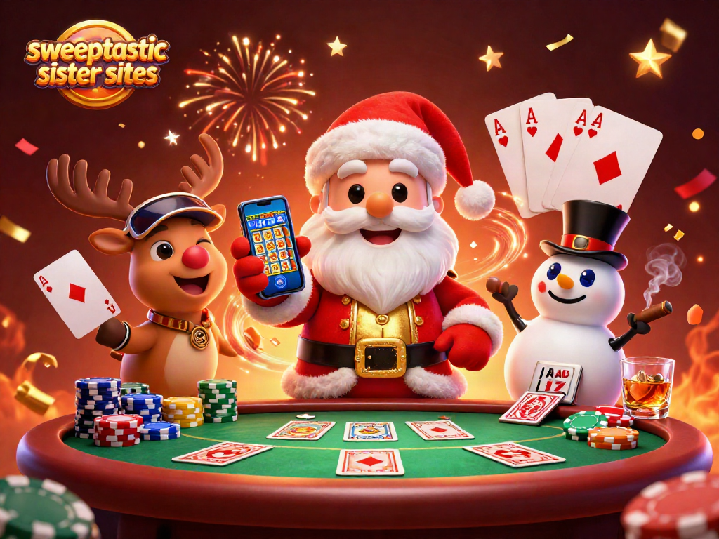 Engage with fun at sweeptastic sister sites, where Santa deals jackpot slots with festive flair.
