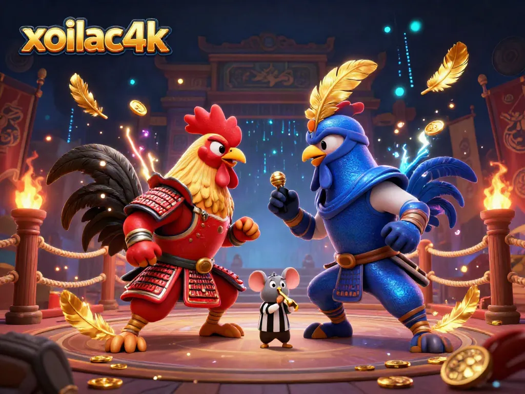 Experience the excitement of Xoilac4k with epic rooster battles in a vibrant, cinematic arena.
